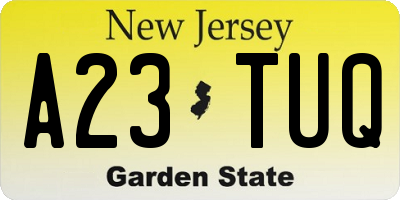 NJ license plate A23TUQ