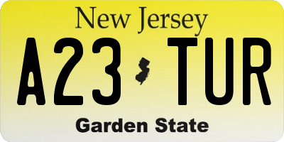 NJ license plate A23TUR