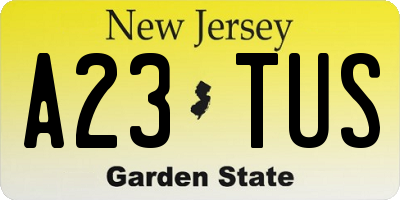 NJ license plate A23TUS