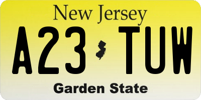NJ license plate A23TUW