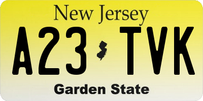 NJ license plate A23TVK