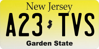 NJ license plate A23TVS
