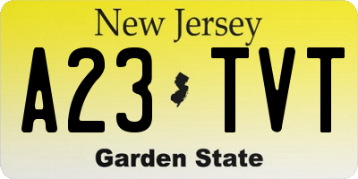 NJ license plate A23TVT