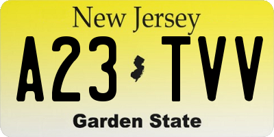 NJ license plate A23TVV