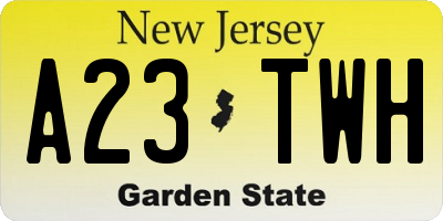 NJ license plate A23TWH