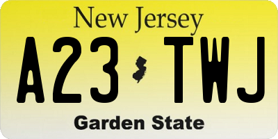 NJ license plate A23TWJ