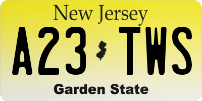 NJ license plate A23TWS