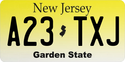 NJ license plate A23TXJ