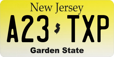 NJ license plate A23TXP