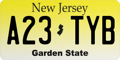 NJ license plate A23TYB