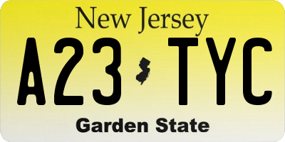 NJ license plate A23TYC