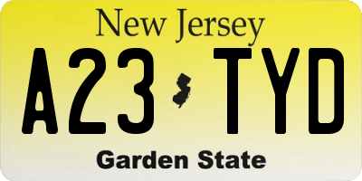NJ license plate A23TYD