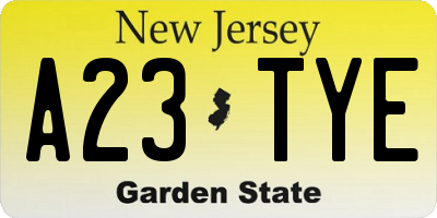 NJ license plate A23TYE