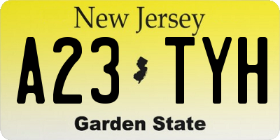 NJ license plate A23TYH