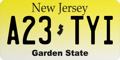 NJ license plate A23TYI