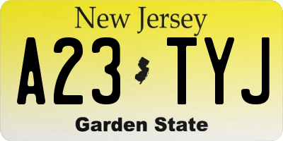 NJ license plate A23TYJ