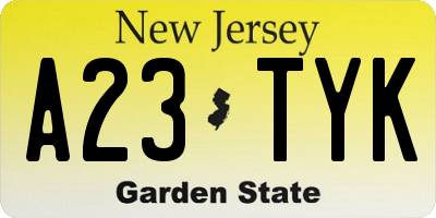 NJ license plate A23TYK