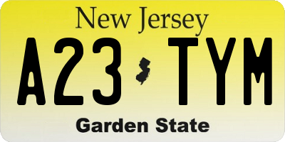 NJ license plate A23TYM