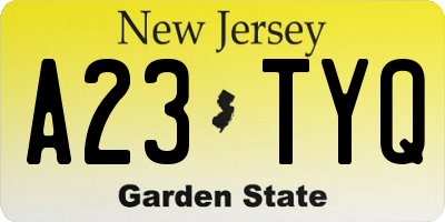 NJ license plate A23TYQ
