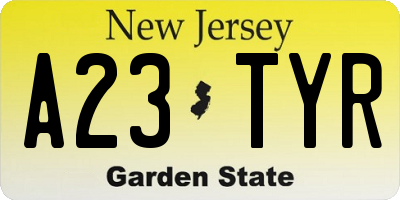 NJ license plate A23TYR