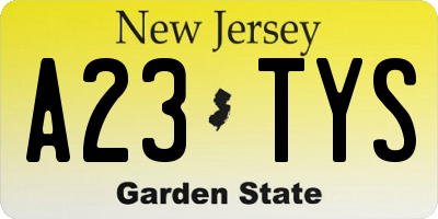 NJ license plate A23TYS