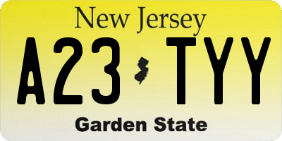 NJ license plate A23TYY