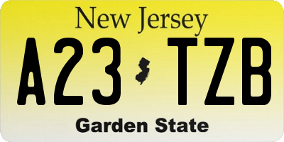 NJ license plate A23TZB