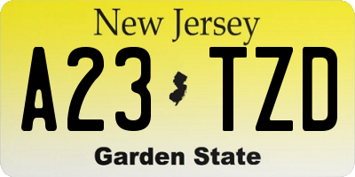 NJ license plate A23TZD