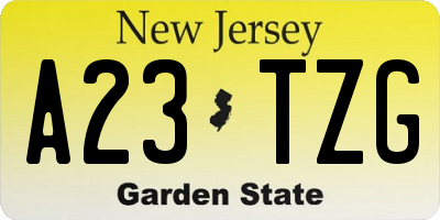 NJ license plate A23TZG