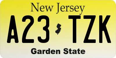NJ license plate A23TZK
