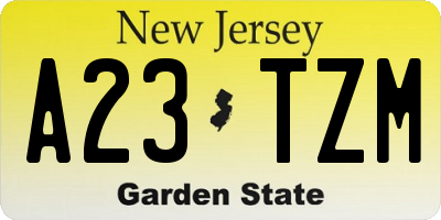 NJ license plate A23TZM