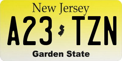 NJ license plate A23TZN