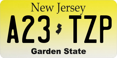 NJ license plate A23TZP