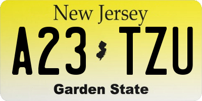 NJ license plate A23TZU
