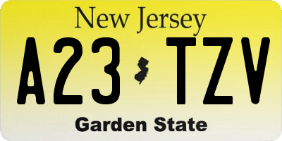 NJ license plate A23TZV
