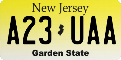 NJ license plate A23UAA