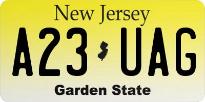 NJ license plate A23UAG