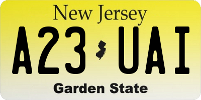 NJ license plate A23UAI