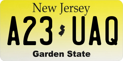 NJ license plate A23UAQ