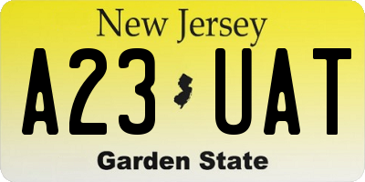 NJ license plate A23UAT