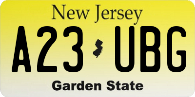 NJ license plate A23UBG