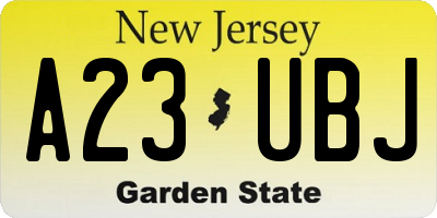 NJ license plate A23UBJ