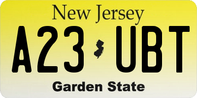 NJ license plate A23UBT