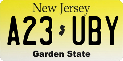 NJ license plate A23UBY