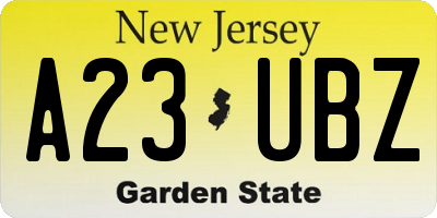 NJ license plate A23UBZ