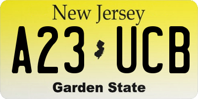 NJ license plate A23UCB