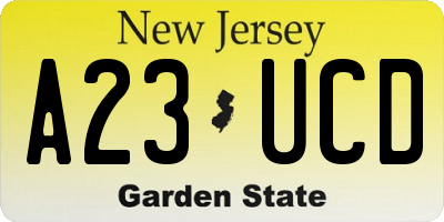 NJ license plate A23UCD