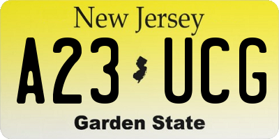 NJ license plate A23UCG