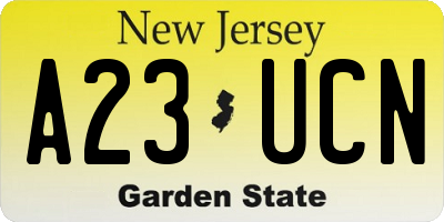 NJ license plate A23UCN