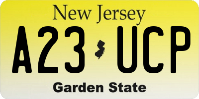 NJ license plate A23UCP